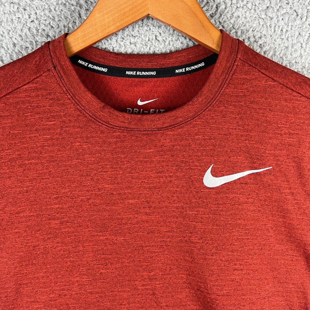 Nike Mens Small Therma Sphere Long Sleeve Running Shirt Burnt‎ Orange 930240-250 - Picture 2 of 14
